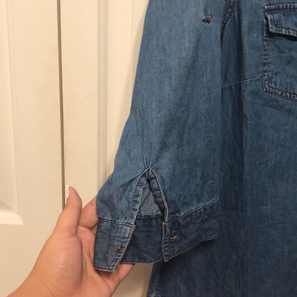 Basic Denim Button Down Shirt - image 4